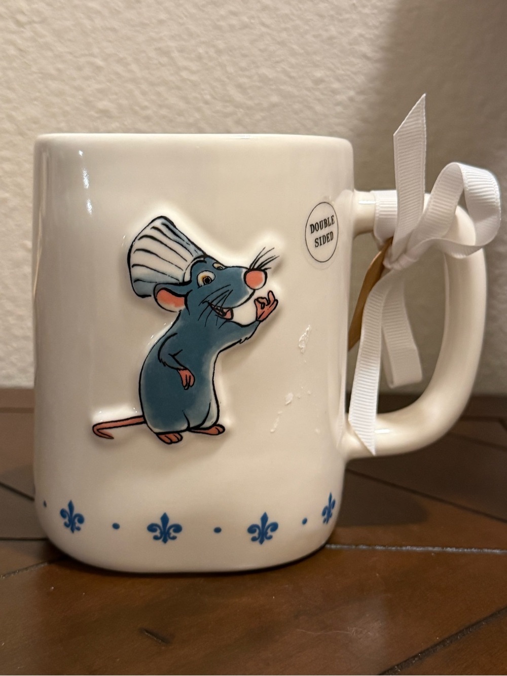 Rae Dunn Ratatouille Double-sided Mug-CHEF’S KISS- w/Blue Fleur-de-Lis ⚜️ Border